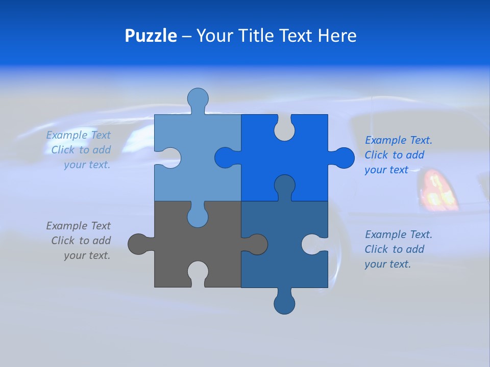 A Blue Car Driving Down A Street At Night PowerPoint Template