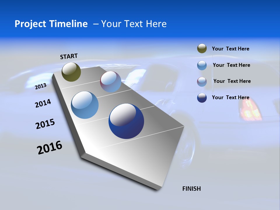 A Blue Car Driving Down A Street At Night PowerPoint Template