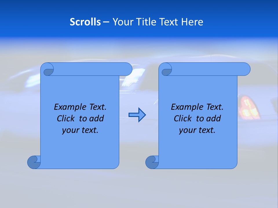 A Blue Car Driving Down A Street At Night PowerPoint Template