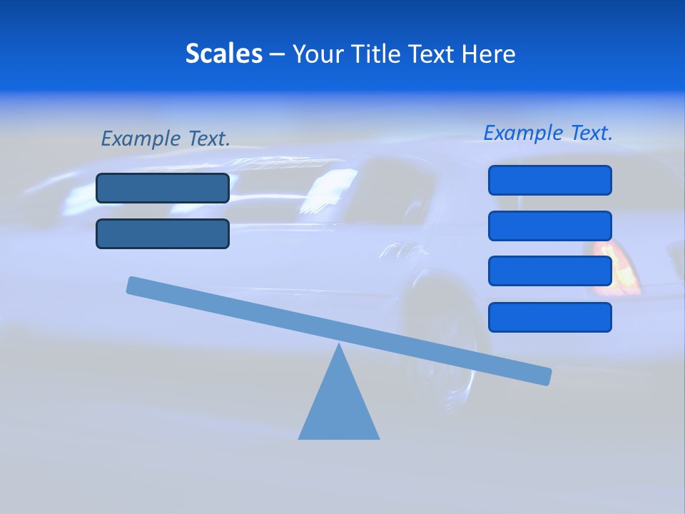 A Blue Car Driving Down A Street At Night PowerPoint Template
