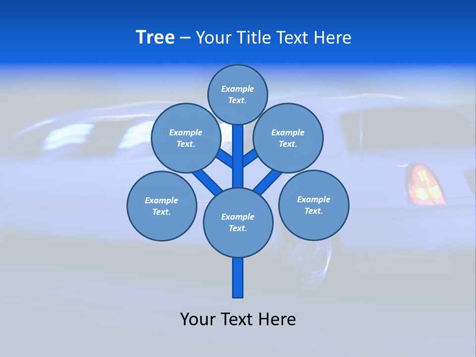 A Blue Car Driving Down A Street At Night PowerPoint Template