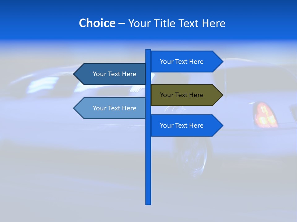 A Blue Car Driving Down A Street At Night PowerPoint Template
