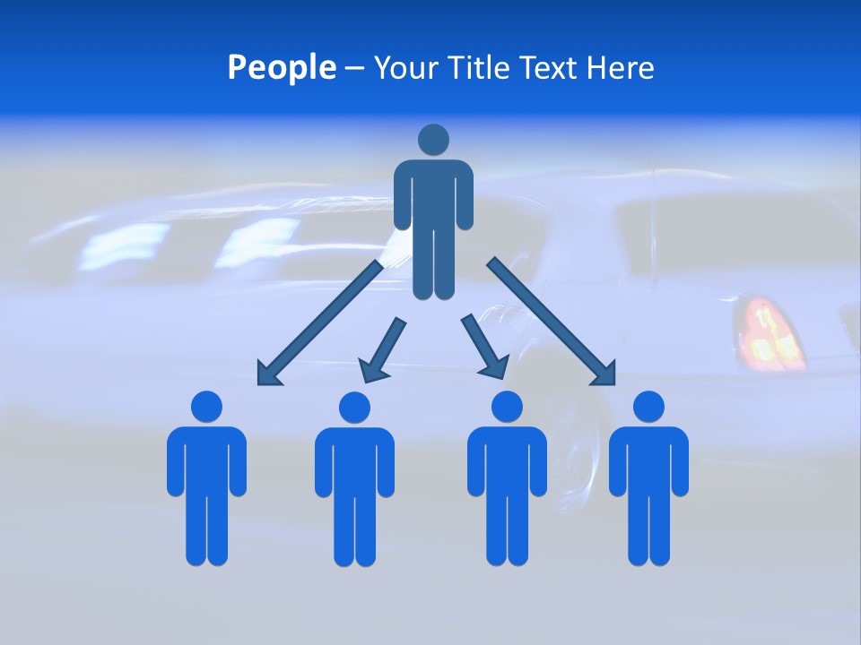 A Blue Car Driving Down A Street At Night PowerPoint Template