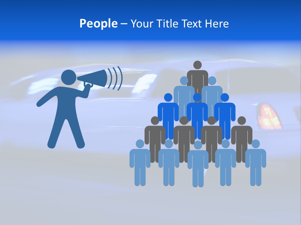 A Blue Car Driving Down A Street At Night PowerPoint Template