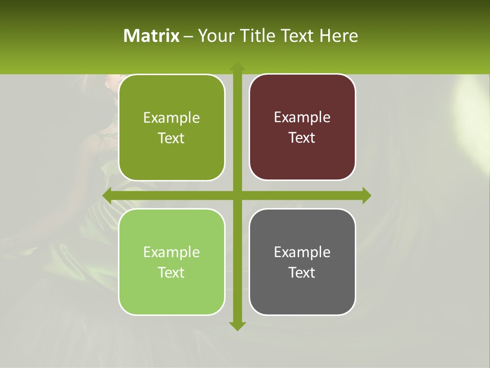 A Woman In A Green Dress Is Posing For A Picture PowerPoint Template