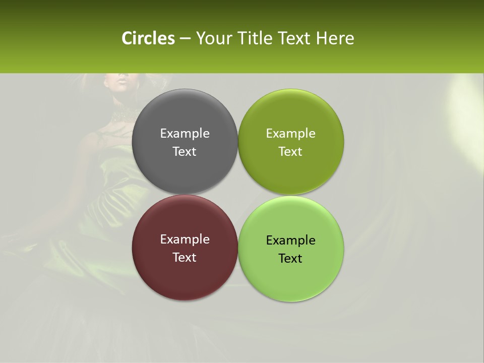 A Woman In A Green Dress Is Posing For A Picture PowerPoint Template