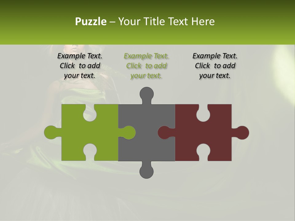 A Woman In A Green Dress Is Posing For A Picture PowerPoint Template