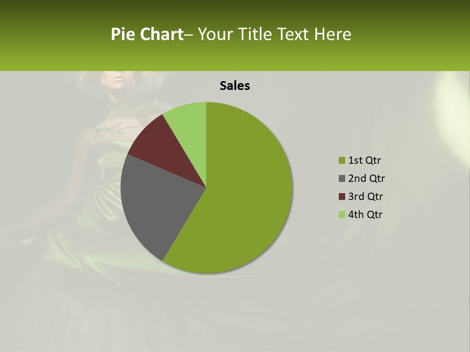 A Woman In A Green Dress Is Posing For A Picture PowerPoint Template