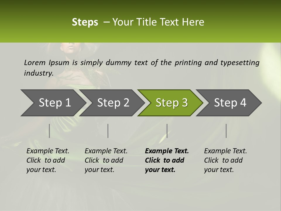 A Woman In A Green Dress Is Posing For A Picture PowerPoint Template