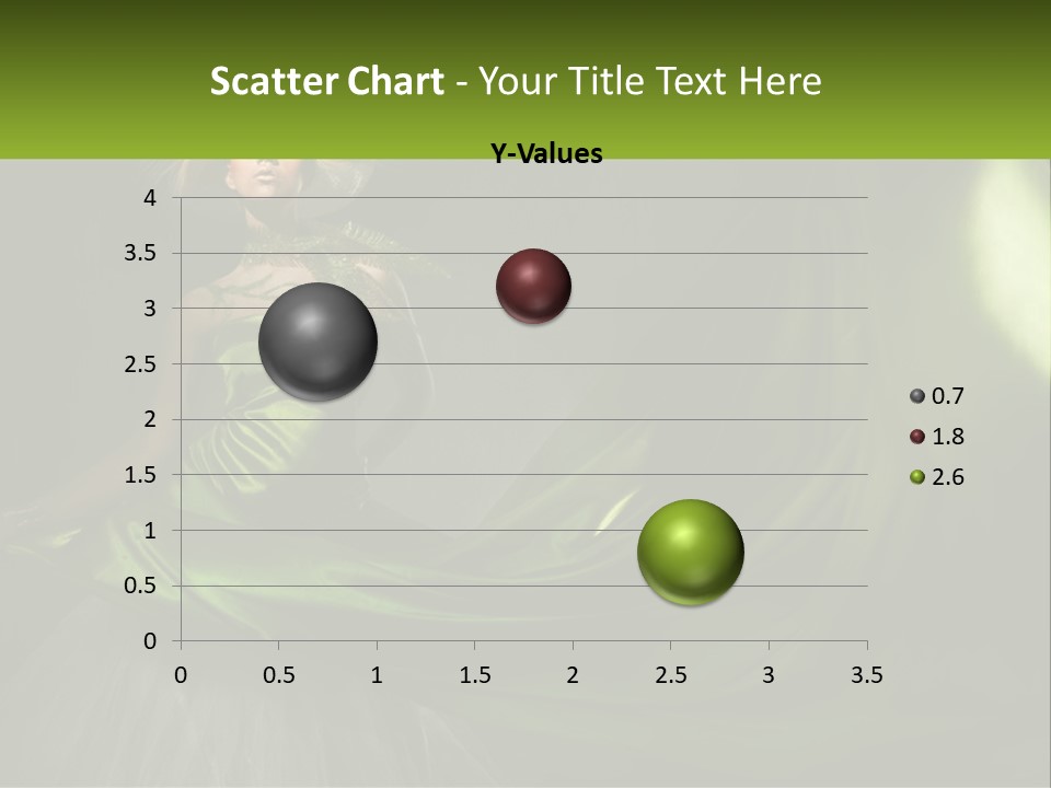 A Woman In A Green Dress Is Posing For A Picture PowerPoint Template