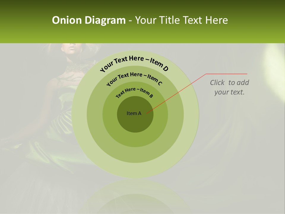 A Woman In A Green Dress Is Posing For A Picture PowerPoint Template