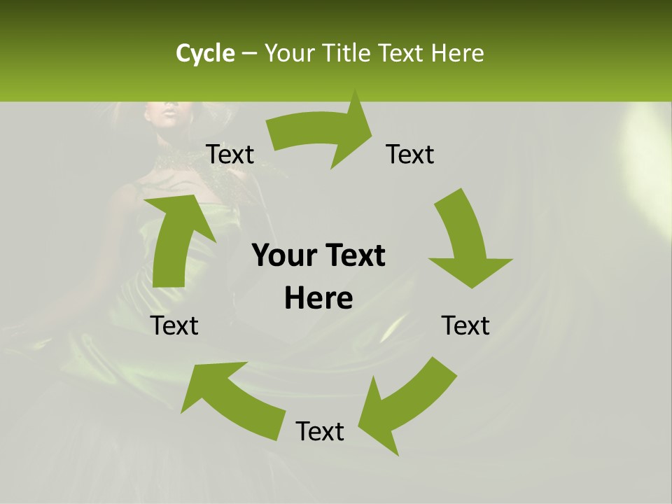 A Woman In A Green Dress Is Posing For A Picture PowerPoint Template