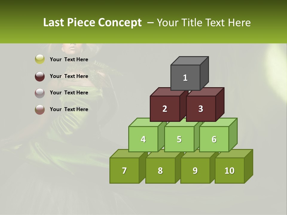 A Woman In A Green Dress Is Posing For A Picture PowerPoint Template