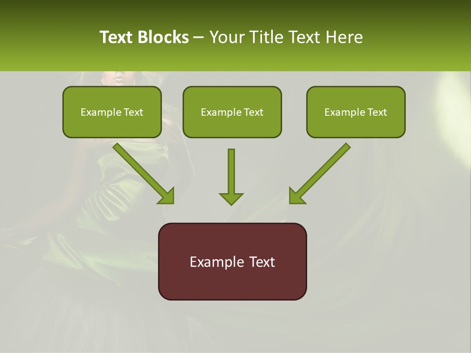 A Woman In A Green Dress Is Posing For A Picture PowerPoint Template