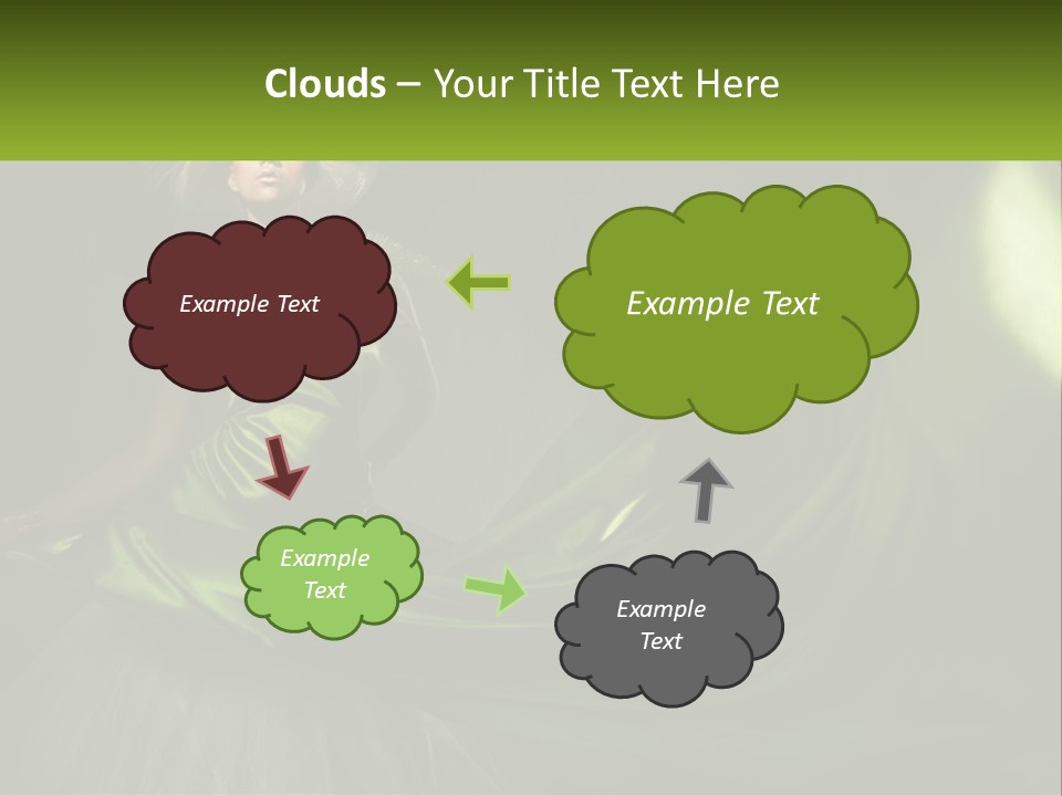 A Woman In A Green Dress Is Posing For A Picture PowerPoint Template