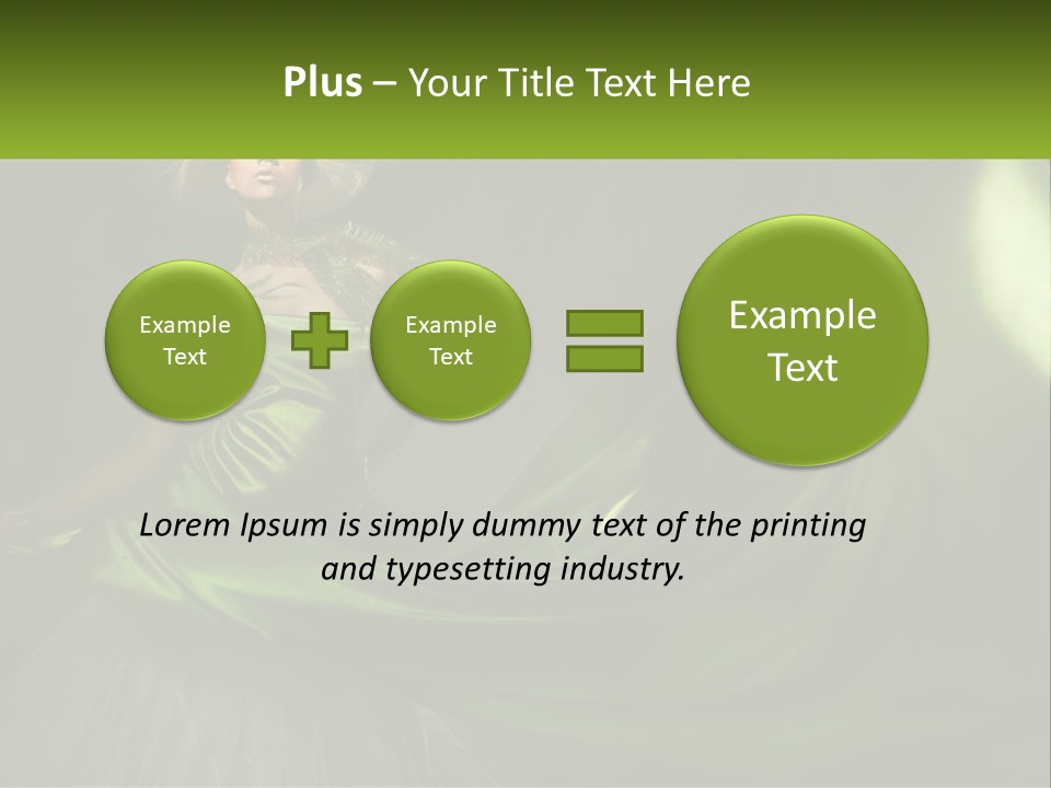 A Woman In A Green Dress Is Posing For A Picture PowerPoint Template