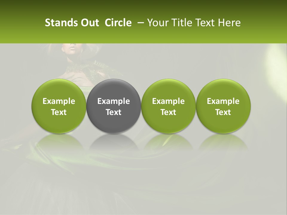 A Woman In A Green Dress Is Posing For A Picture PowerPoint Template