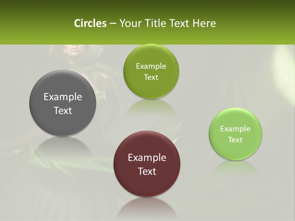 A Woman In A Green Dress Is Posing For A Picture PowerPoint Template