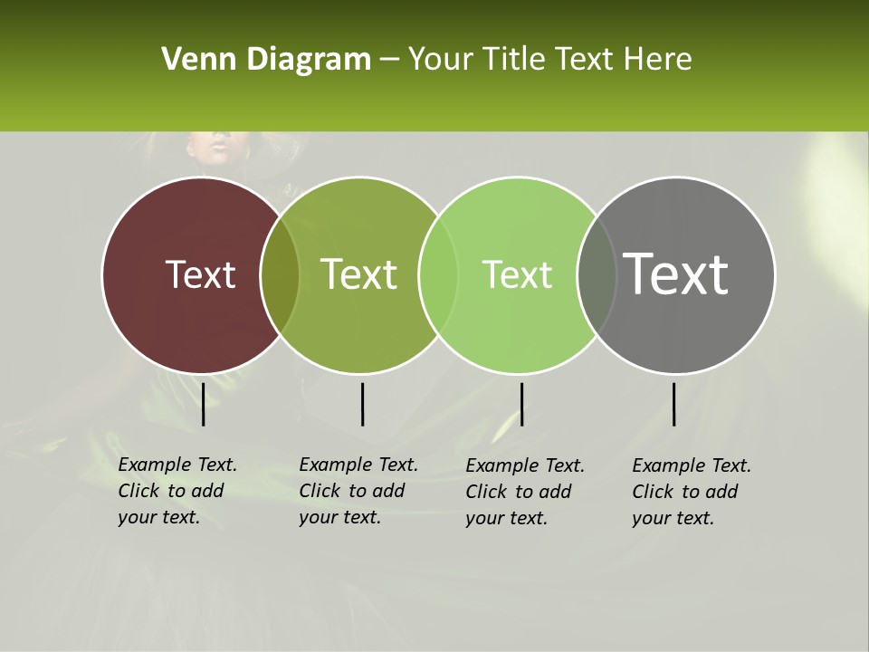 A Woman In A Green Dress Is Posing For A Picture PowerPoint Template