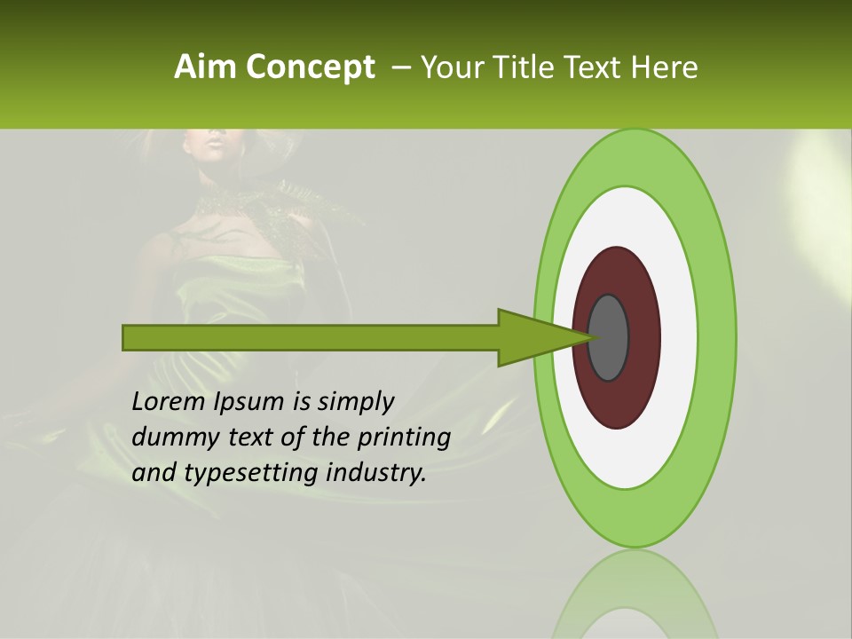 A Woman In A Green Dress Is Posing For A Picture PowerPoint Template