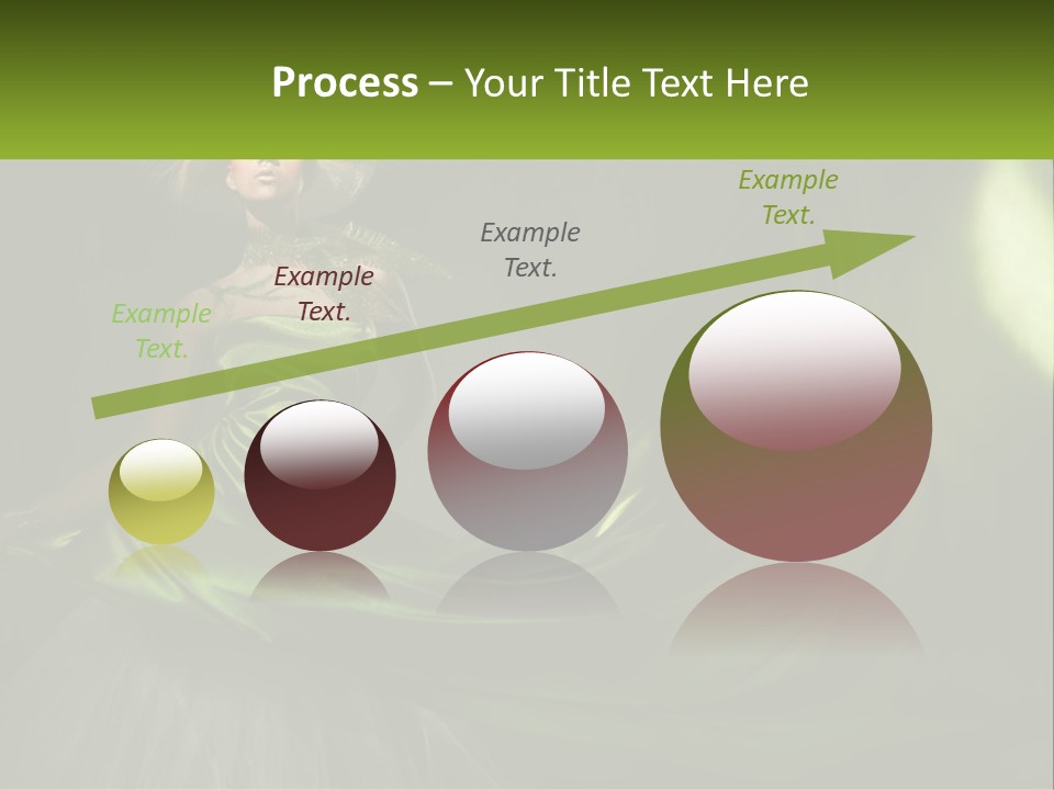 A Woman In A Green Dress Is Posing For A Picture PowerPoint Template