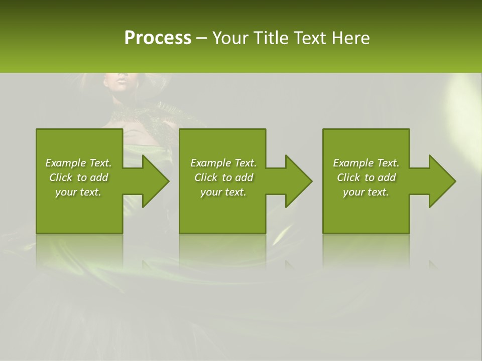 A Woman In A Green Dress Is Posing For A Picture PowerPoint Template