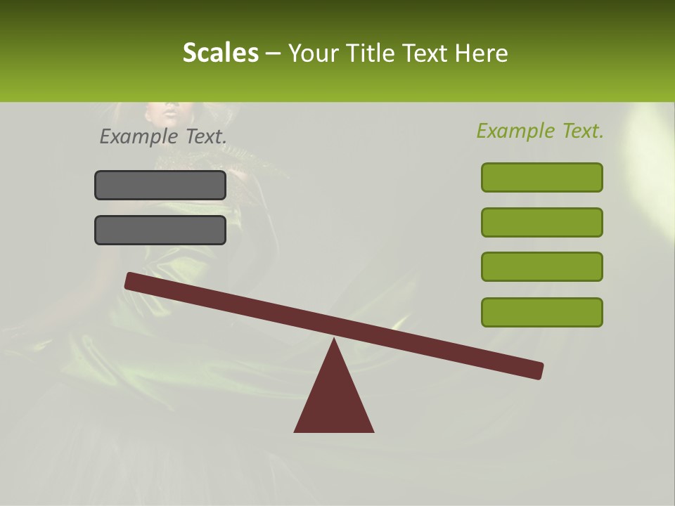 A Woman In A Green Dress Is Posing For A Picture PowerPoint Template