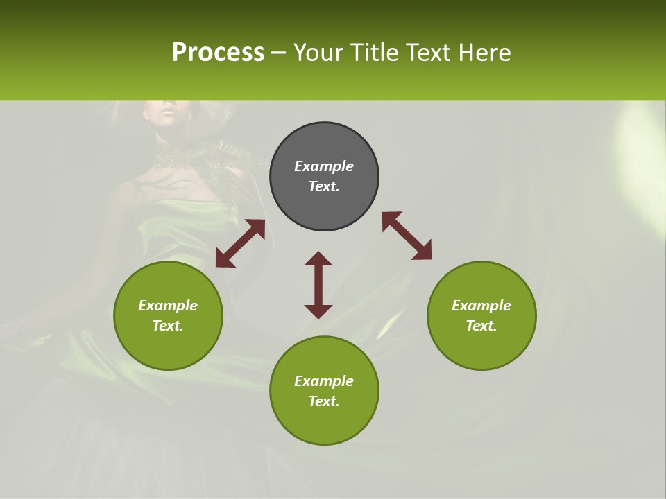 A Woman In A Green Dress Is Posing For A Picture PowerPoint Template