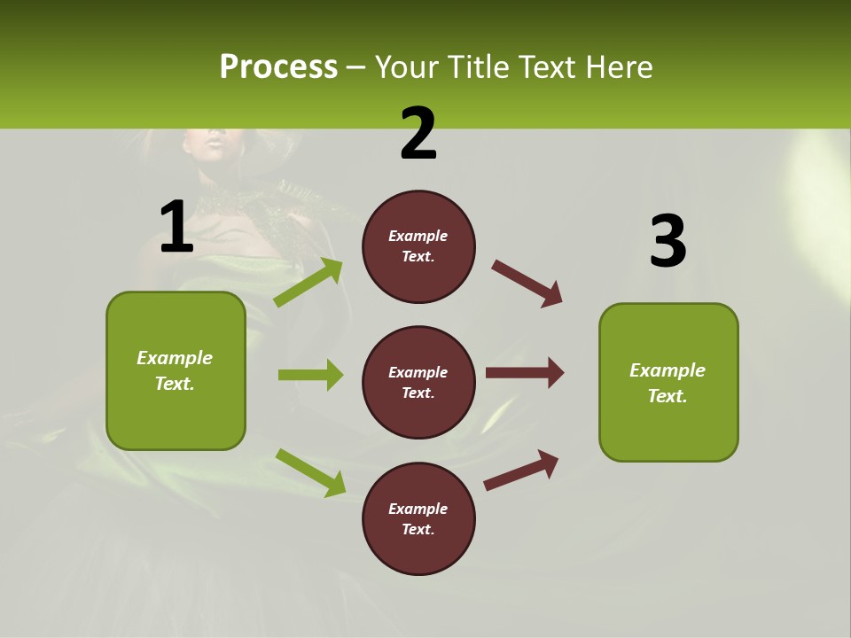 A Woman In A Green Dress Is Posing For A Picture PowerPoint Template