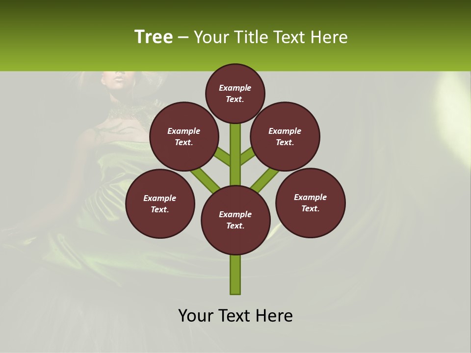 A Woman In A Green Dress Is Posing For A Picture PowerPoint Template