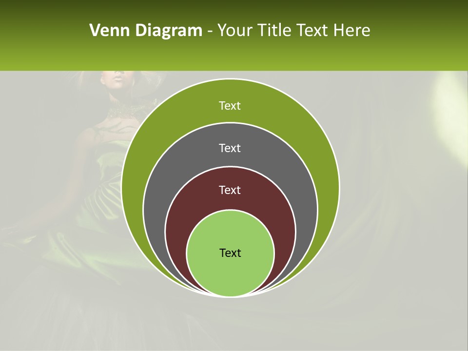 A Woman In A Green Dress Is Posing For A Picture PowerPoint Template