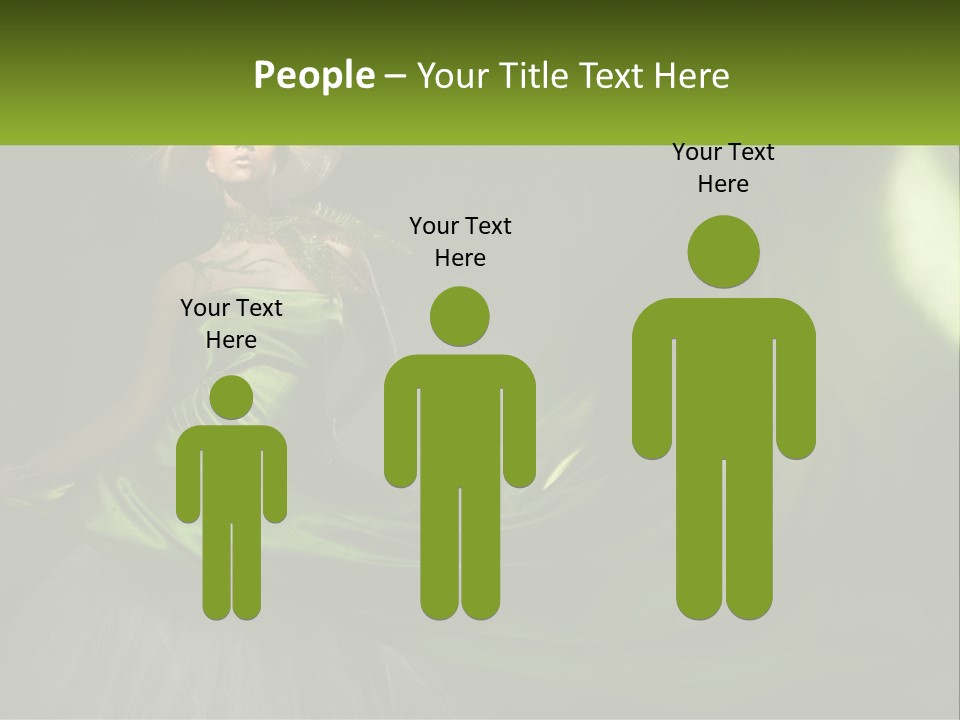 A Woman In A Green Dress Is Posing For A Picture PowerPoint Template