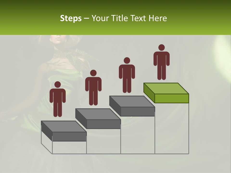 A Woman In A Green Dress Is Posing For A Picture PowerPoint Template