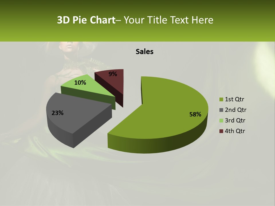 A Woman In A Green Dress Is Posing For A Picture PowerPoint Template