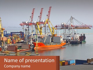 A Large Orange Boat In A Body Of Water PowerPoint Template
