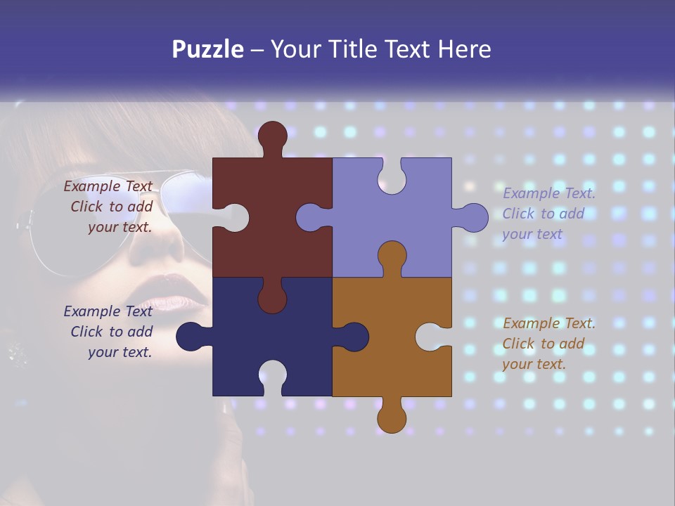 A Woman Wearing Sunglasses Is Posing For A Picture PowerPoint Template