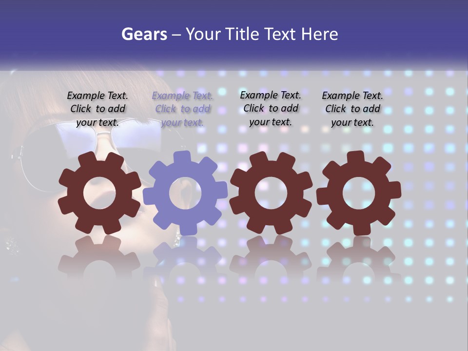 A Woman Wearing Sunglasses Is Posing For A Picture PowerPoint Template