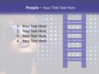 A Woman Wearing Sunglasses Is Posing For A Picture PowerPoint Template