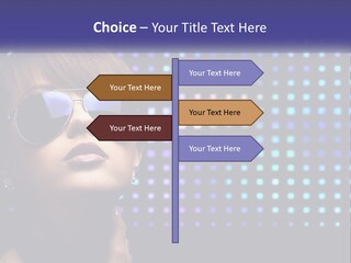 A Woman Wearing Sunglasses Is Posing For A Picture PowerPoint Template