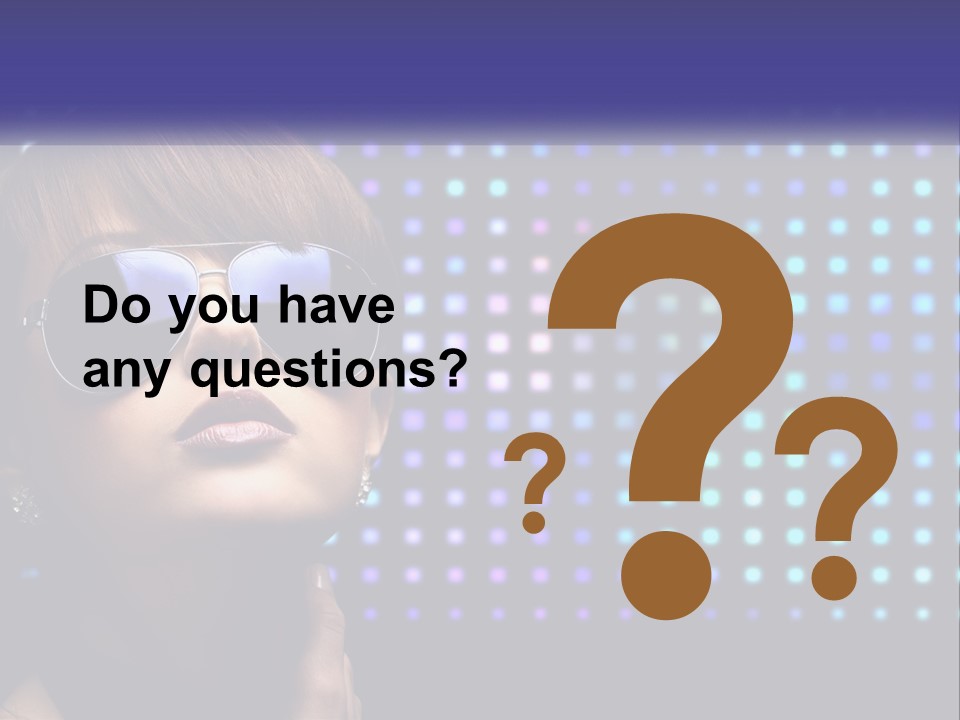 A Woman Wearing Sunglasses Is Posing For A Picture PowerPoint Template