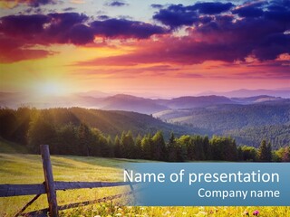 A Beautiful Sunset In The Mountains Powerpoint Template PowerPoint Template