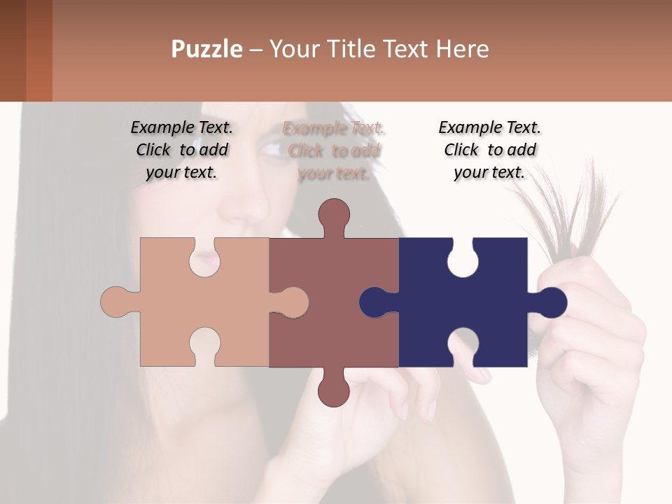 A Woman Holding A Piece Of Hair In Front Of Her Face PowerPoint Template