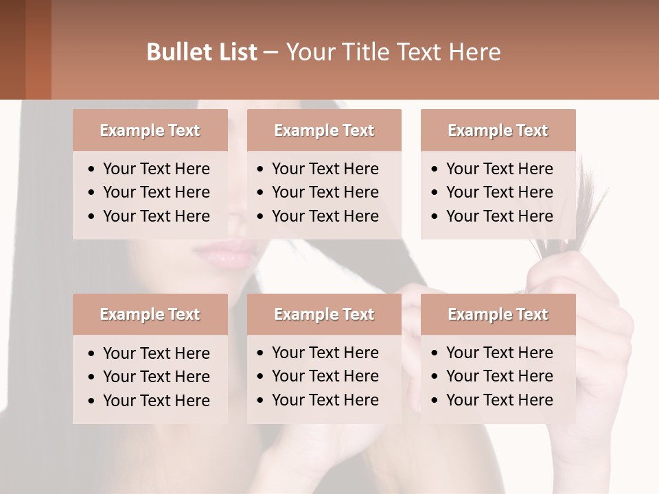 A Woman Holding A Piece Of Hair In Front Of Her Face PowerPoint Template