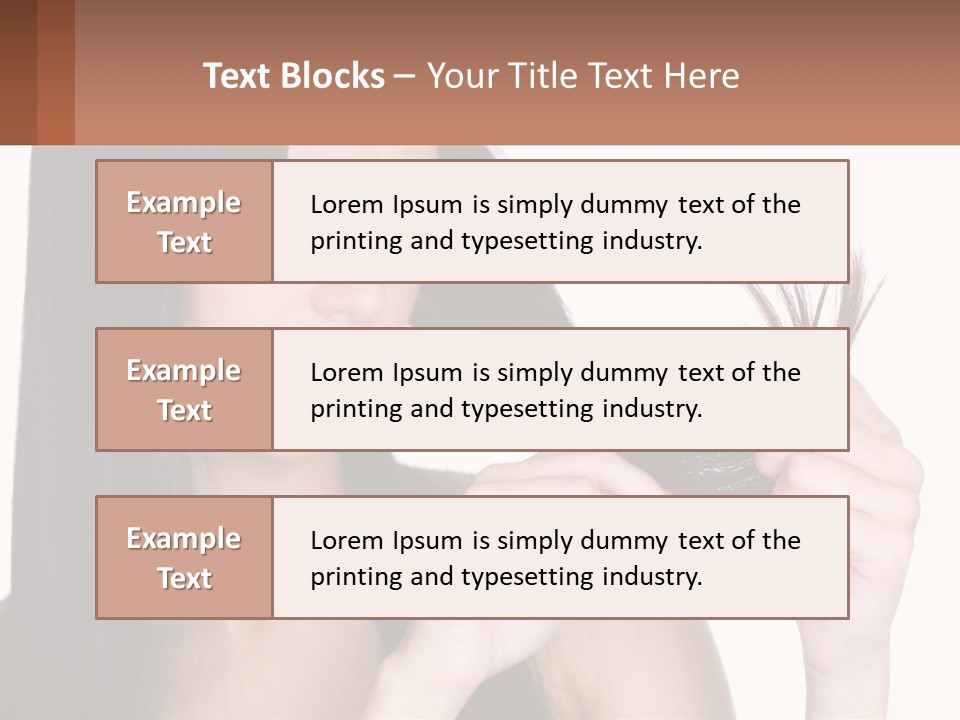 A Woman Holding A Piece Of Hair In Front Of Her Face PowerPoint Template