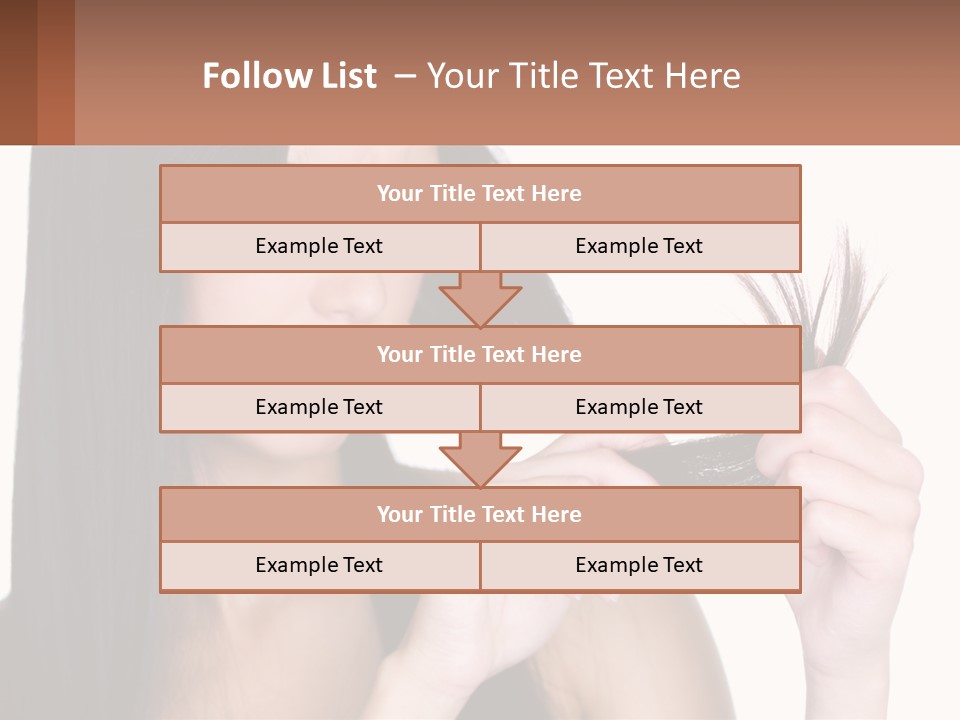 A Woman Holding A Piece Of Hair In Front Of Her Face PowerPoint Template