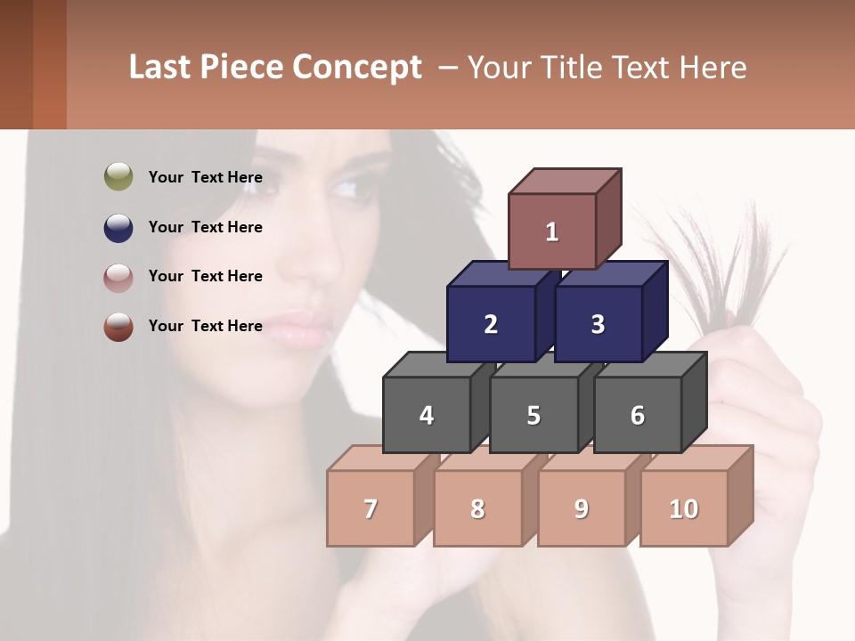 A Woman Holding A Piece Of Hair In Front Of Her Face PowerPoint Template