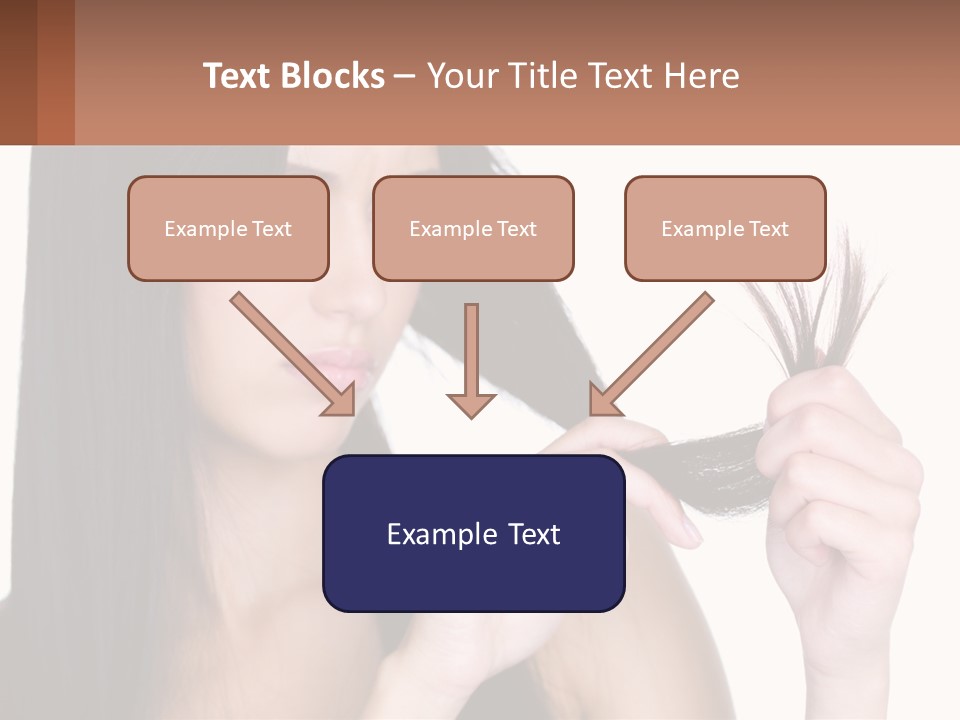 A Woman Holding A Piece Of Hair In Front Of Her Face PowerPoint Template