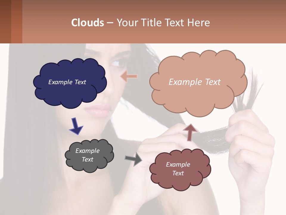 A Woman Holding A Piece Of Hair In Front Of Her Face PowerPoint Template