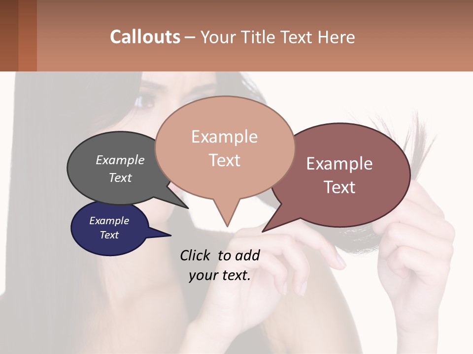 A Woman Holding A Piece Of Hair In Front Of Her Face PowerPoint Template