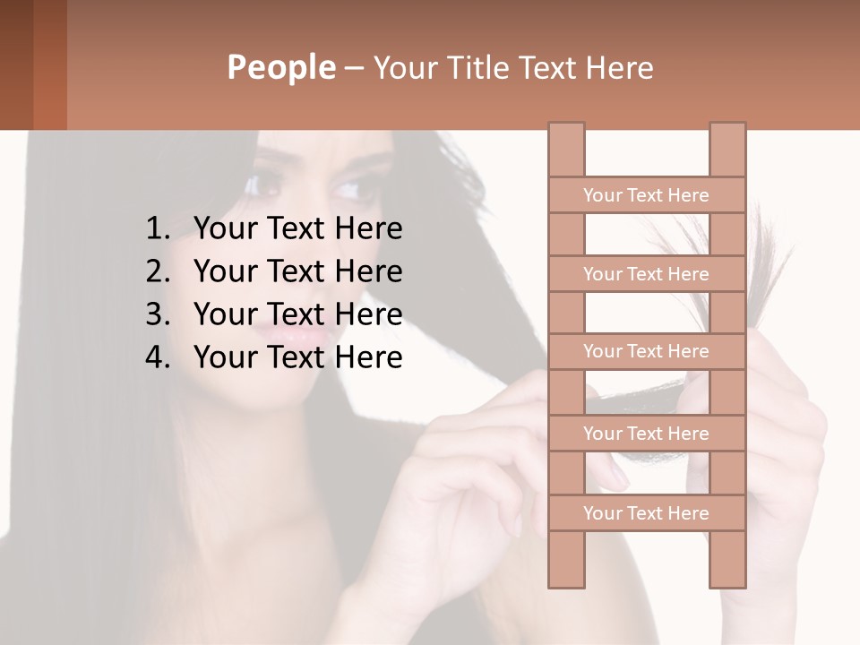 A Woman Holding A Piece Of Hair In Front Of Her Face PowerPoint Template